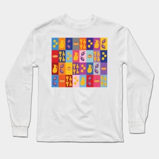 Chanukah Smorgasbord - Warm Pop Art Grid Long Sleeve T-Shirt